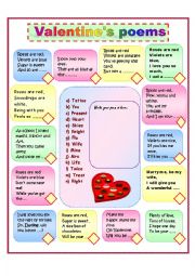 English Worksheet: Valentines poems