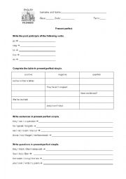 English Worksheet: Present perfect - Past simple