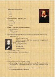 English Worksheet: William Shakespeare