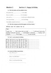 English Worksheet: happy birthday group session