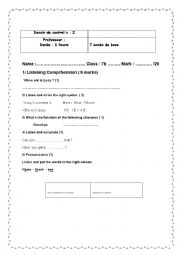 English Worksheet: test term2 7 th form