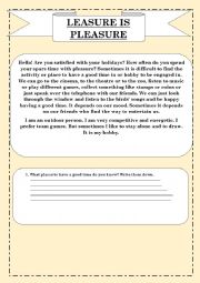English Worksheet: Leasure is my pleasure
