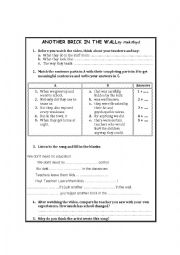 English Worksheet: Song: Another Brick in the Wall  by Pink Floyd