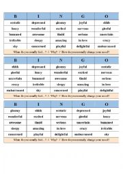 English Worksheet: Feelings & Emotions Bingo