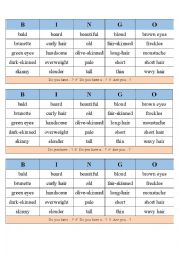 English Worksheet: Physical Appearance Bingo