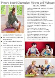 English Worksheet: picture-based discussion: fitness and wellness