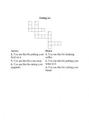 English Worksheet: Eating set- crossword