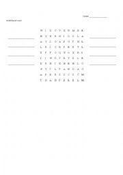Word search puzzle about endangered animals