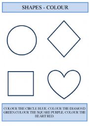 English Worksheet: Shapes - say and colour