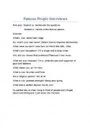 English Worksheet: Questions to ask in an interview