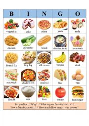 English Worksheet: Food Bingo