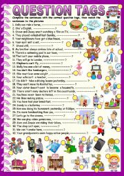 English Worksheet: Question tags : multi tenses with key