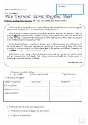 English Worksheet: test First year Secondary School back to nature unit 