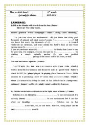 English Worksheet: review for 9th form tunisian programme