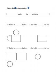 English Worksheet: Prepositions (in, on, under, next to)