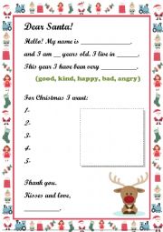 English Worksheet: Santas letter (difficult - primary level)