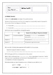 English Worksheet: MID-TERM TEST N2