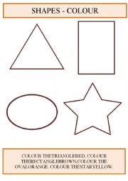 English Worksheet: Shapes - point to, say and colour