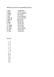 English Worksheet: Body parts and action verbs