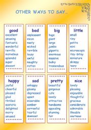 English Worksheet: other ways to say....