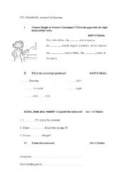 English Worksheet: PT2 Grammar