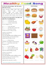 Food songs worksheets