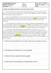 English Worksheet: Reading Comprehension