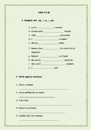 English Worksheet: VERB TO BE