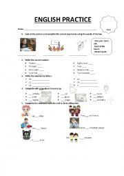 Practice about classroom Expre, Numbers, a-an nd verb to be
