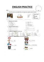 English Worksheet: Practice about classroom Expre, Numbers, a-an nd verb to be