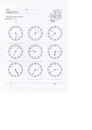 English Worksheet: telling time