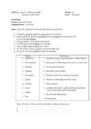 English Worksheet: vocabulary