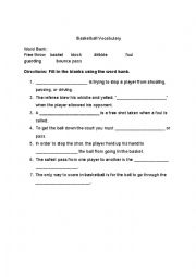 English Worksheet: Basketball Terms