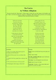 English Worksheet: The Fairies - a poem for Saint Patricks day
