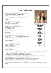 English Worksheet: Hero - Mariah Carey