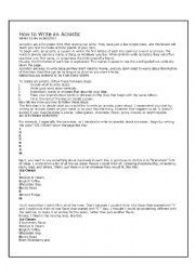 English Worksheet: How to write an acrostic