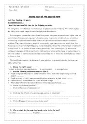 English Worksheet: noise pollution