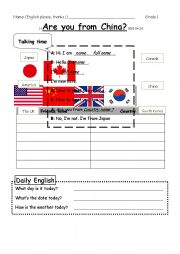 English Worksheet: Where are you from?