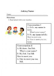 English Worksheet: Asking Name 