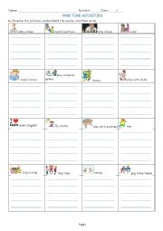 English Worksheet: Free time activities - I like/I dont like