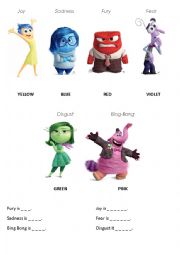 English Worksheet: Learn colors with Inside Out characters