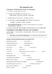 English Worksheet: Comparative form for the 8th formers