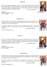 English Worksheet: Spiderman and captain america - used to/could/couldnt