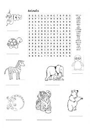 Animals word search