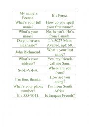 English Worksheet: Personal Information - Game