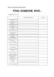 English Worksheet: Find someone who...