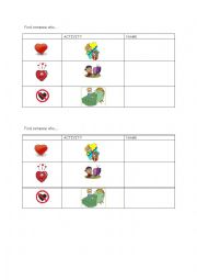 English Worksheet: Likes and dislikes: find someone who