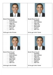 English Worksheet: physical description Barack Obama : articles