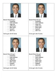 English Worksheet: physical description Barack Obama : articles