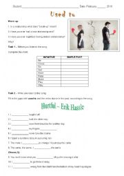 English Worksheet: Song worksheet - Used to - Hurtful Erik Hassle